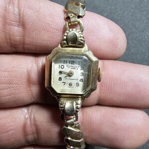 Vintage Dumont 17 Jewels Swiss Mechanical Cocktail Watch Not Working 10k RGP for